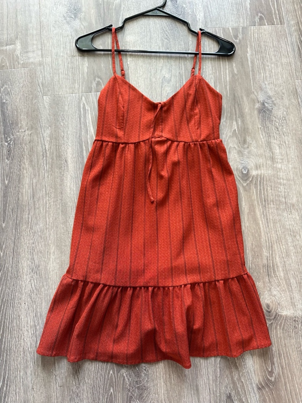 Francesca’s Burnt Orange Striped Spaghetti Strap Sundress